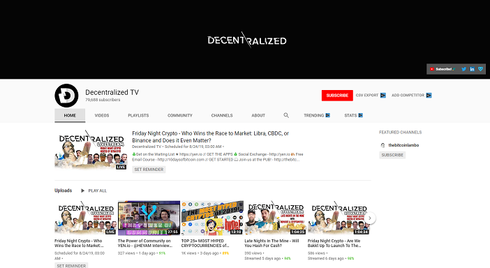 decetraliseret tv-youtube-kanal, krypto-youtubere